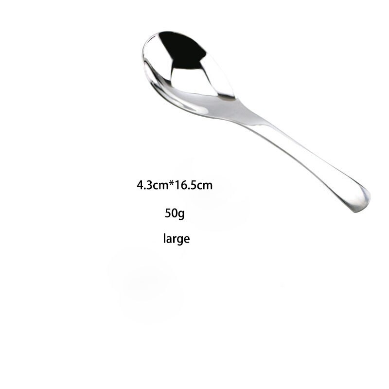 Silver stainless steel soup spoon palace metal round head spoon stirring spoon coffee spoon home kitchen tableware: Silver