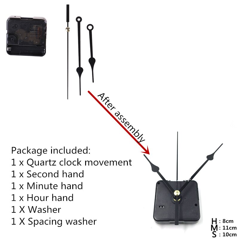 Kwartsklok uurwerkmechanisme wijzers reparatieset set doe-het-zelf gereedschap onderdelen voor het repareren, vervangen of maken van een klok: F