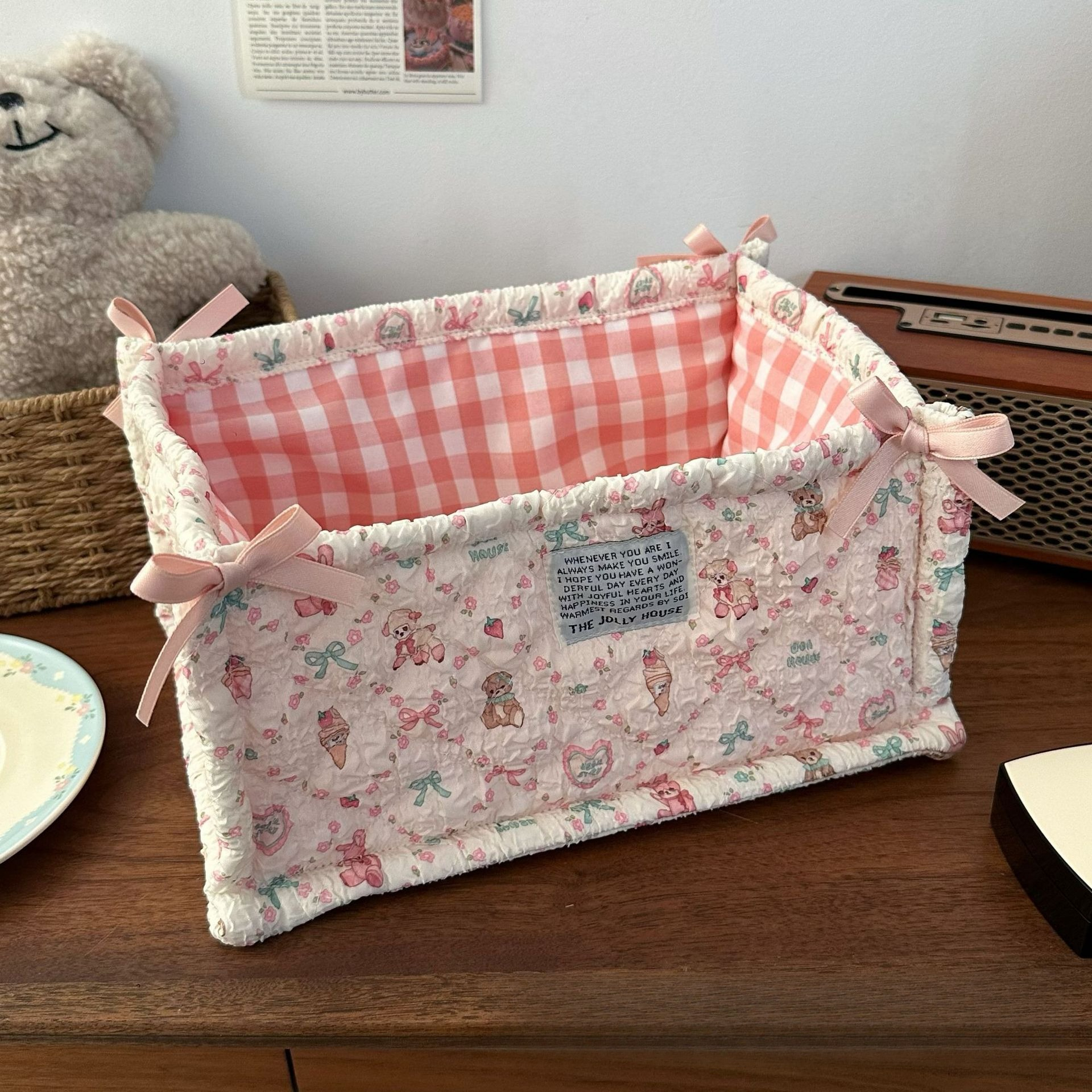 NS Fabric Storage Basket Desktop Snack and Miscellaneous Storage Basket Large Capacity Makeup and Skincare Product Sorting Bag: XXL / black