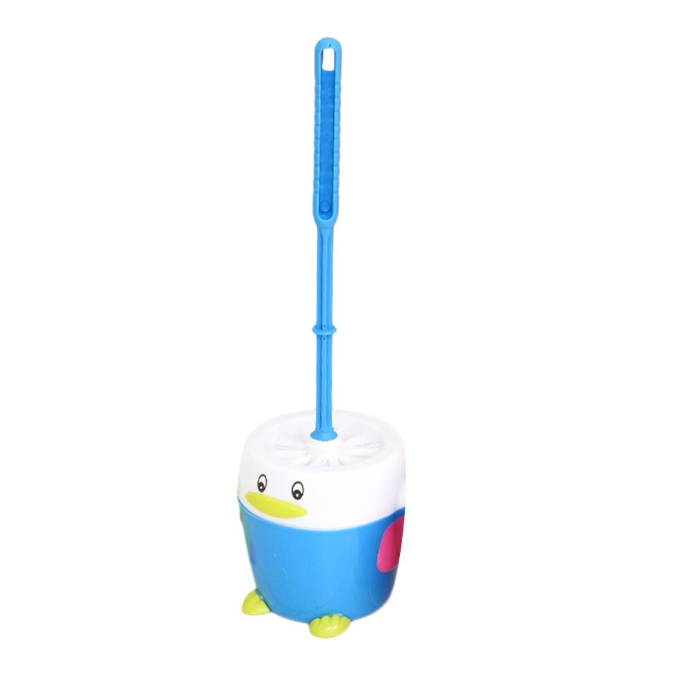 Toiletborstel Set Cartoon Pinguïn Vormige Toiletpot Schoner Borstel En Holde Set Voor Badkamer (Blauw)