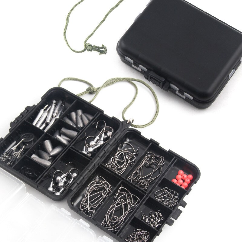 Fishing Accessories Kit Set Including Jig Hooks Shot Hook, Casting Sinker Weights, Fastlock Snap, Fishing Line Beads Tackle