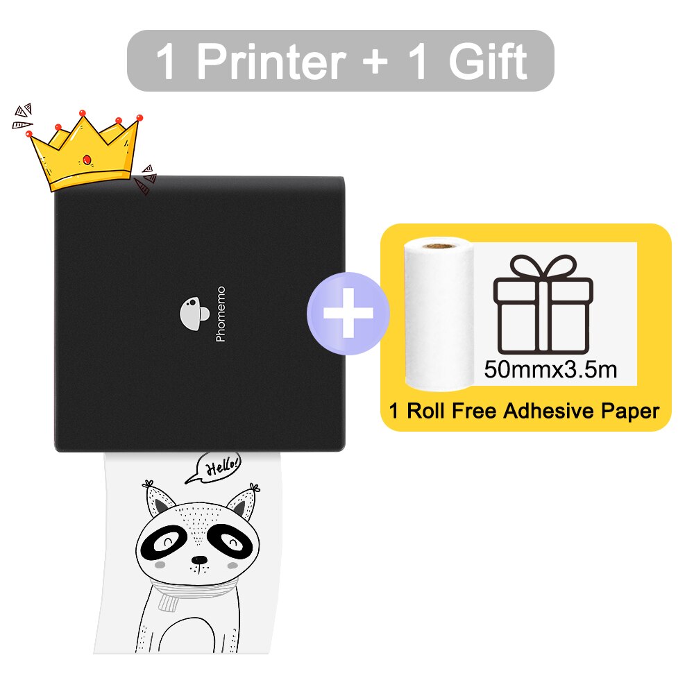 Phomemo M02 Thermal Printer Impresora Portátil Print Pocket Mini Label Sticker Maker Wireless Mobile Phone Printer: Black Printer