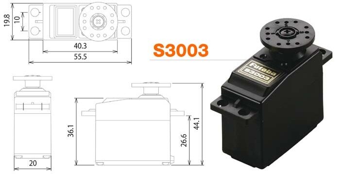 S3003 FUTABA SERVO MOTOR ESTÁNDAR 180º PARA HELICÓPTERO/ AVIÓN