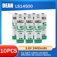 10pcs Original 3.6V Saft LS14500 ER14505 14500 TL5104 Lithium Battery With Pins For PLC Equipment CNC Machine Primary Batteries