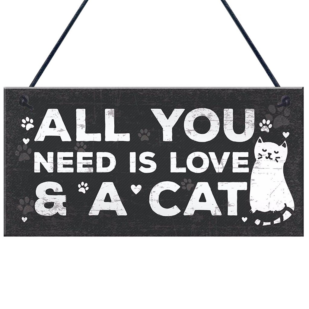 Wodden Opknoping Mooie Kat Plaques Borden Dier Teken Kat Huis Doorplate Plaques Rustieke Muur Decor Home Decoratie Deur Hangers