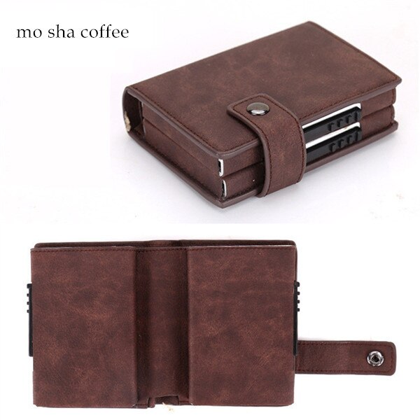 Bisi Goro Aluminium Wallet Credit Card Holder Metal Met Rfid Blocking Multifunctionele Portemonnee Reizen Metal Case: mo sha coffee X-35C