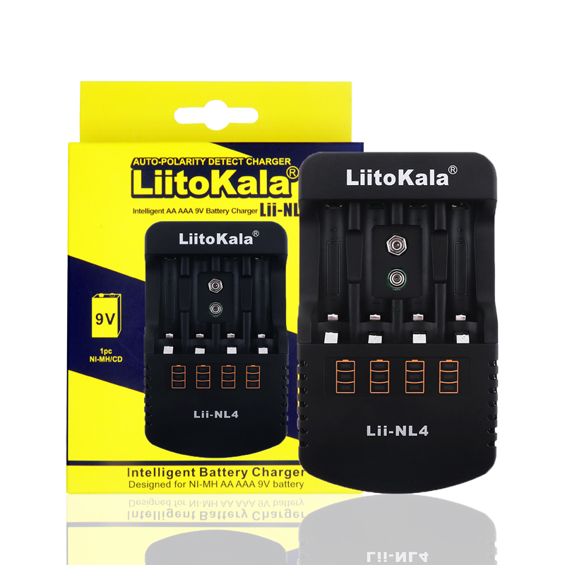 LiitoKala Lii-NL4 9 V 1.2 V AA Batterij Oplader AAA Ni-Mh Ni-Cd Oplaadbare Batterijen Tafel Laders Reizen Opladen muur