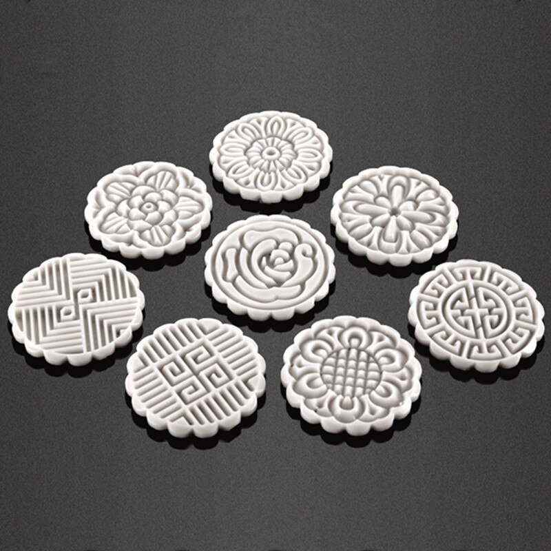 Cake Plunjers Set 75G Ronde Maan Cakevorm Goedkope Keuken Bakvormen Handpers Cakevorm Bloem Mooncake Gereedschappen 8 Stempel