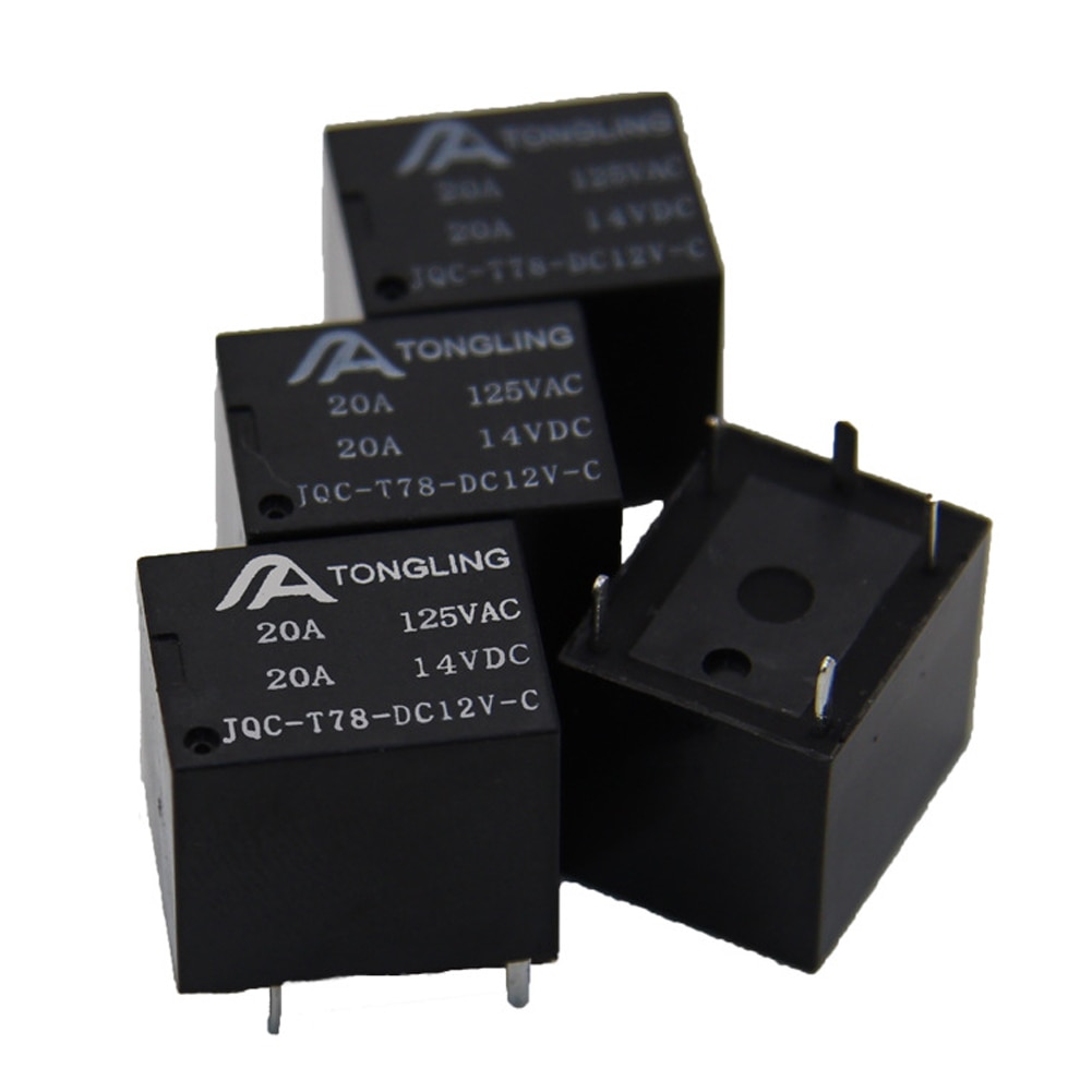10Pcs 12V DC Power Relay Coil T78 5 Pins Mini Electromagnetic PCB Power Relay Type In stock Black Automobile relay Set