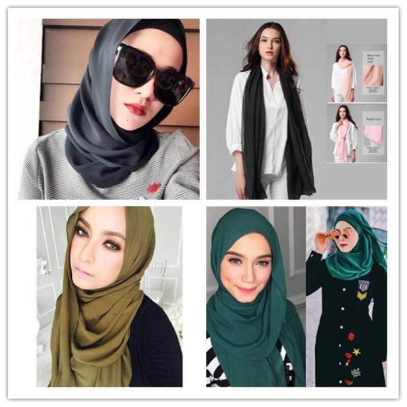 Bufanda mujer hijab Chiffon chal chal musulmán árabe pelo cabeza bufanda borla retro arruga patrón Poncho 180x90cm