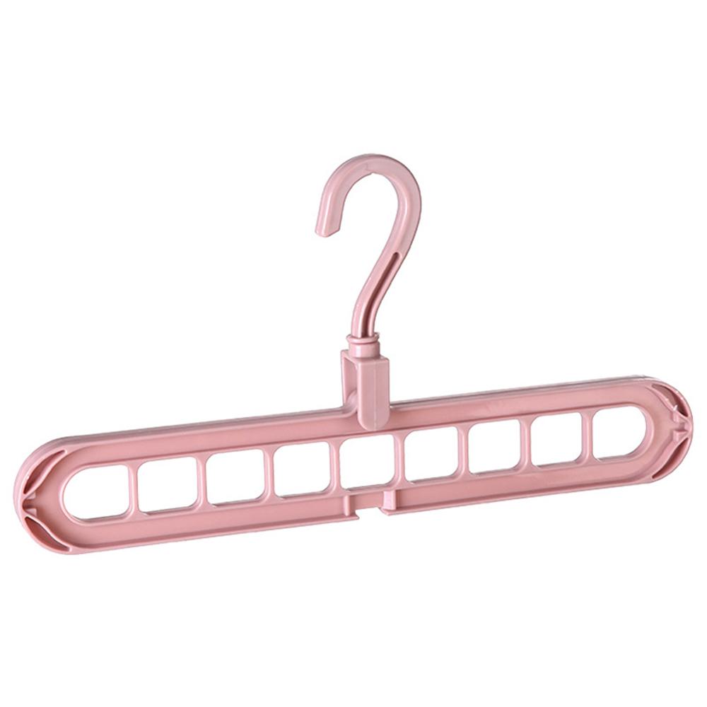 Cintre magique pliant multifonction, permettant de gagner de l'espace, avec 9 trous, pivotant à 360 °, rangement des vêtements, séchage de la penderie: Rose