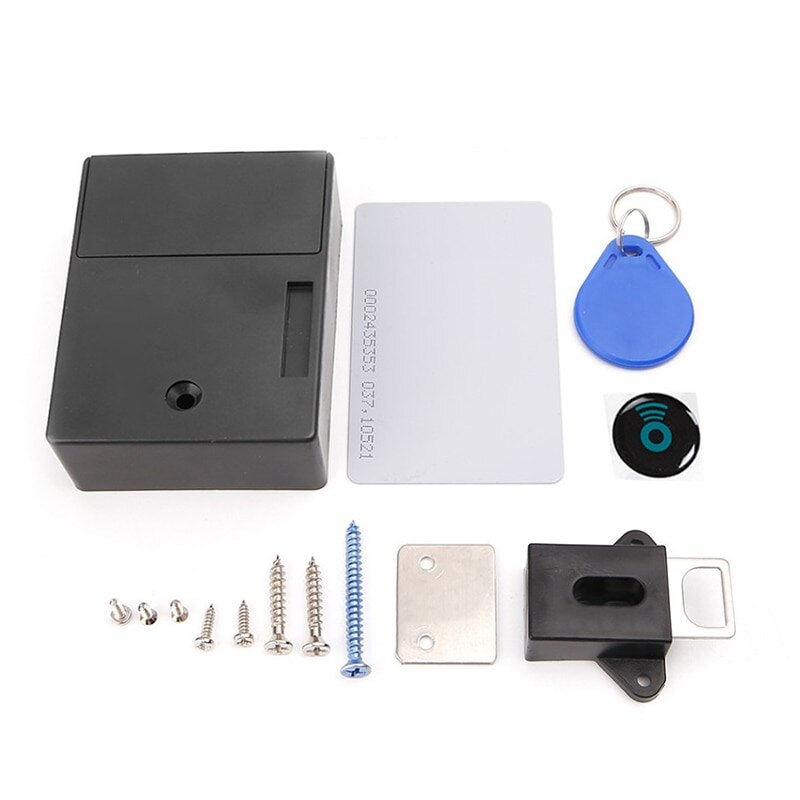Cabinet Locks Invisible Electronic RFID Lock Hidden Keyless Drawer Door Locks Sensor Locker Cabinet Locks DIY Lock: black Set 2