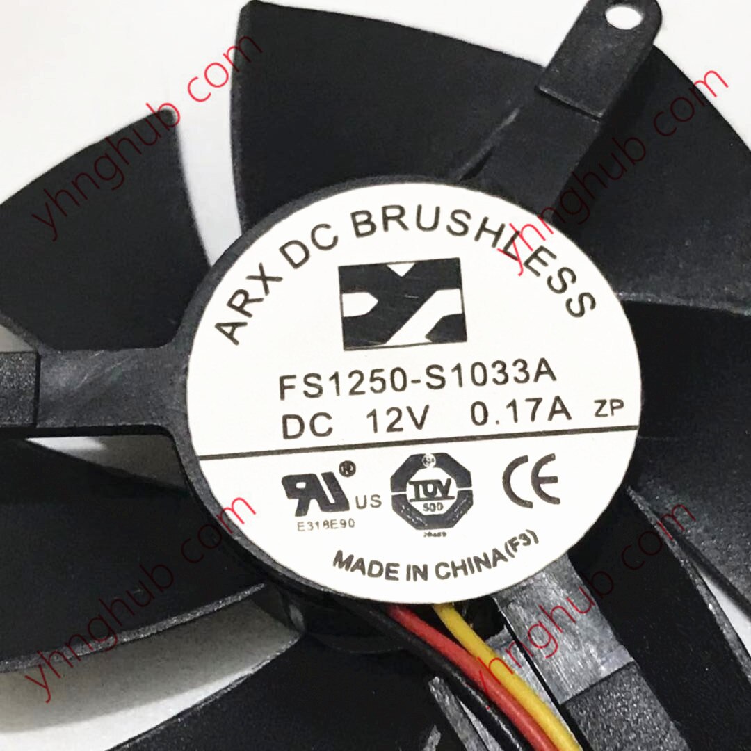ARX FS1250-S1033A DC 12V 0.17A 50X50x10mm 3-Wire Server Cooling Fan