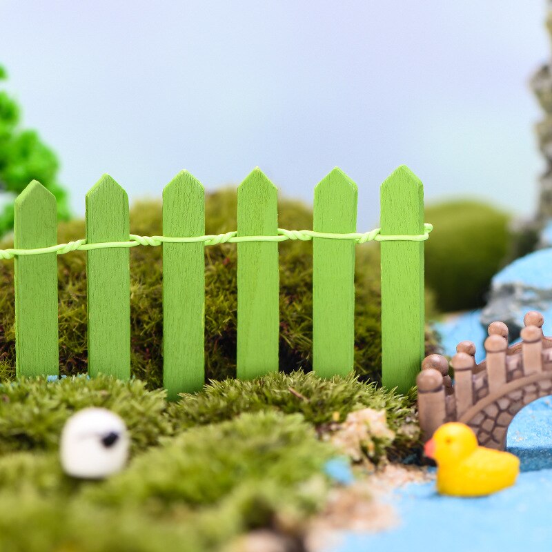 Kleine Zaun Handwerk Micro Landschaft Farbe Holz Bonsai Sukkulenten Mini Zaun Dekoration Garten Environmentaly Schutz: green