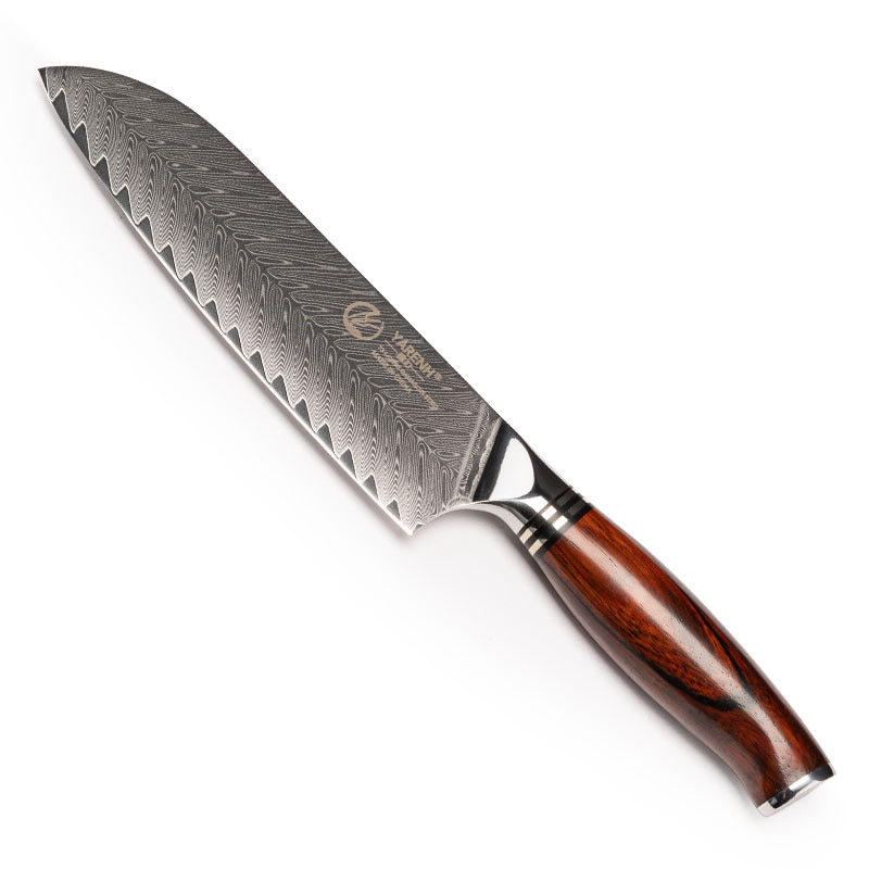 Yarenh 7 Inch Santoku Knife - 73 Layers Japanese High Carbon Damascus Steel - For Dicing Meat Vegetable Chef Knives - Box