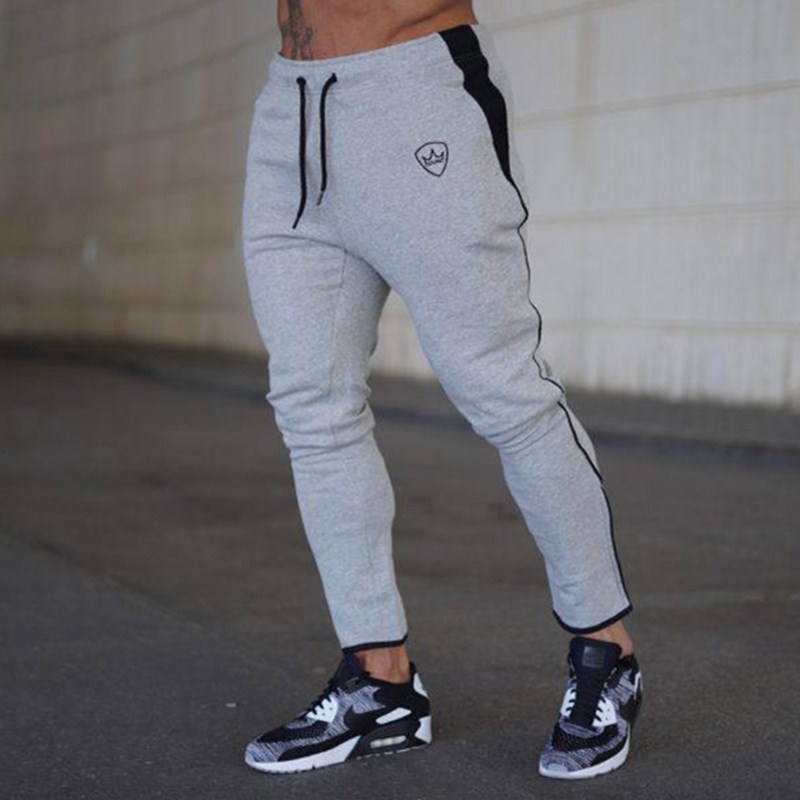 Autumn Winter Men Joggers Sweatpants Man Outdoor sports Run Workout Training Trousers Male Gym Fitness Pants Sportswear Bottoms: Light gray / L