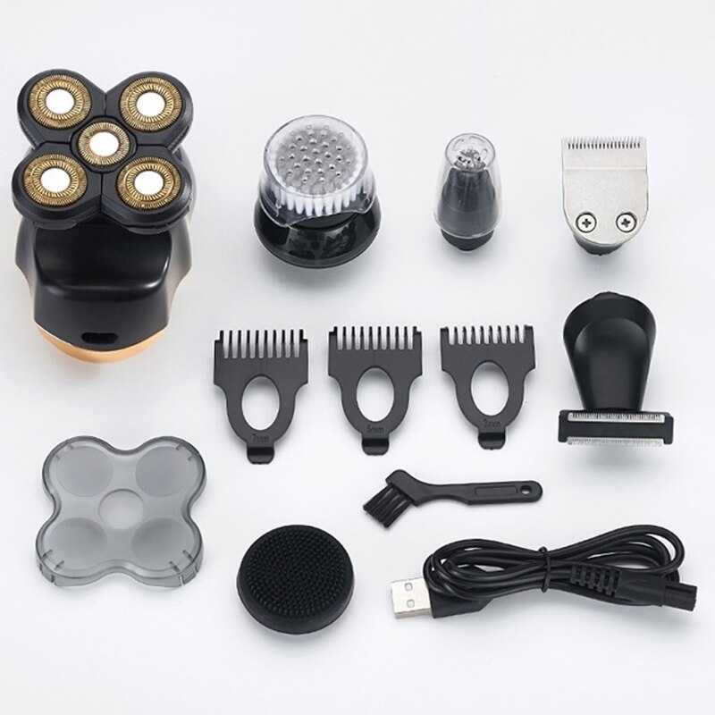 Halloween crâne rasoir électrique 6 en 1 tête chauve rasoir 5D rasoir rotatif multifonctionnel tondeuse à barbe nez oreille tondeuse pour hommes