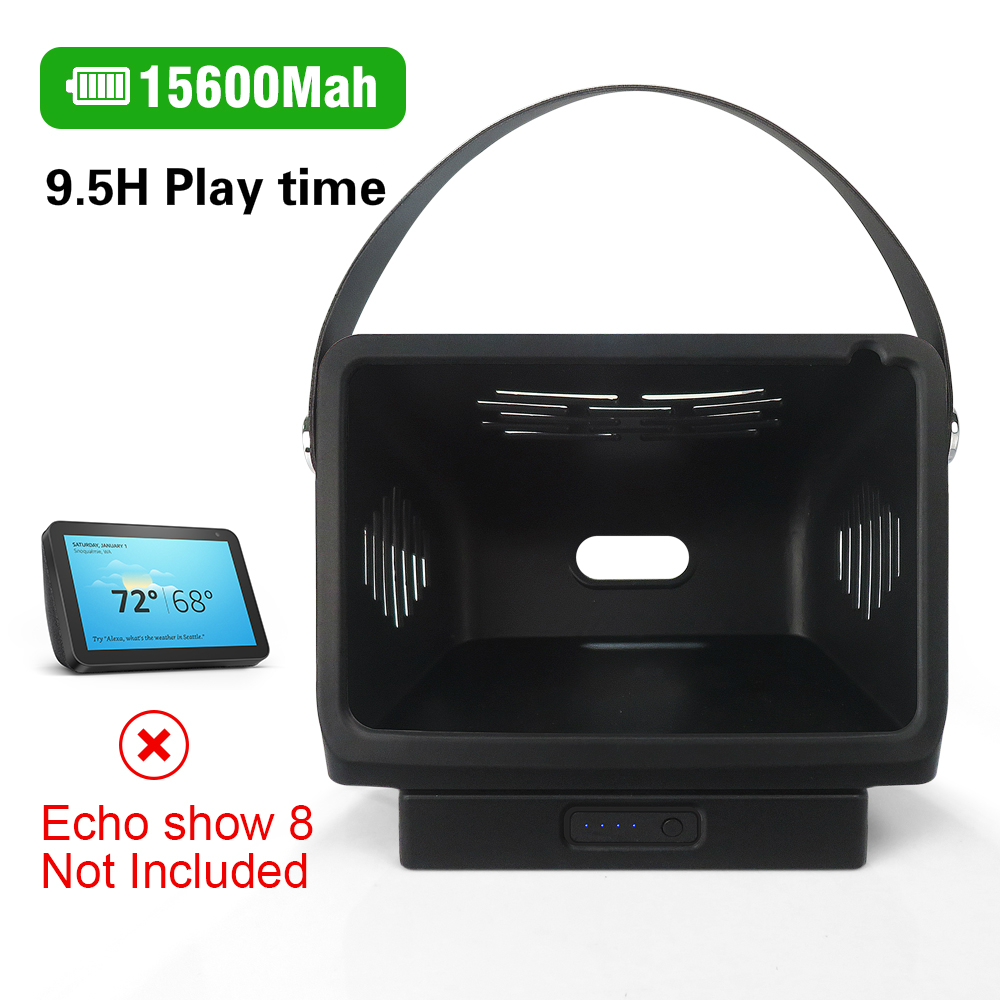 Battery Base for Echo Show 8 Wireless Charger to Make Echo Show 8 Mobile Battery case for Alexa Echo Show 8 1st Gen stand: 15600 mAh Black