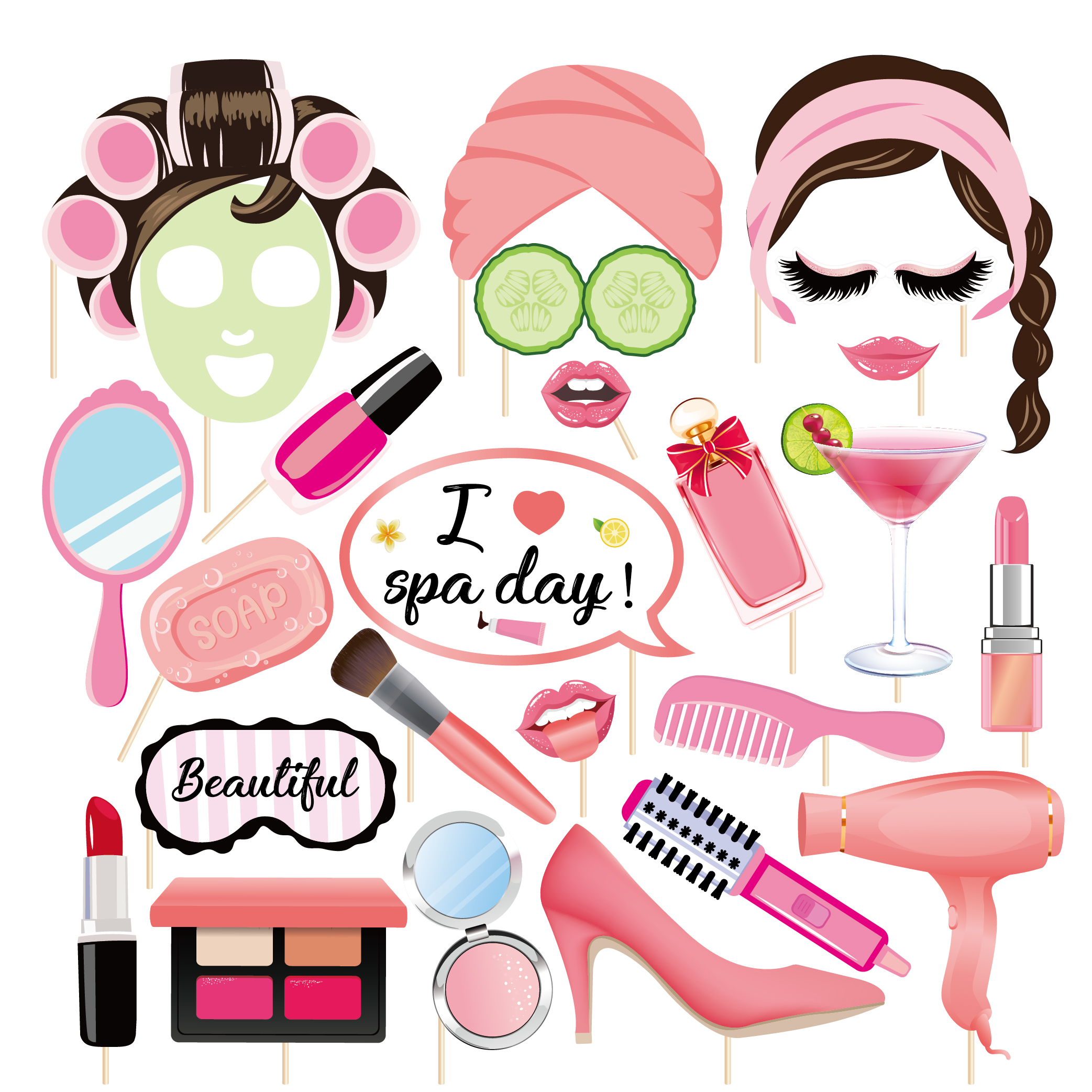 Décorations de fête à thème de maquillage, bricolage, accessoires de photomaton à rouge à lèvres, fournitures de fête d'anniversaire pour filles, fournitures de mariage, 25 pièces