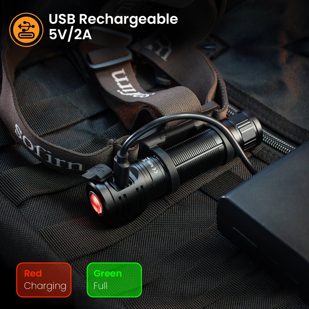 Sofirn Scheinwerfer hs40 usb c wiederauf ladbar super helle sst40 LED Taschenlampe 2000lm Taschenlampe mit 2 Modi Leistungs anzeige