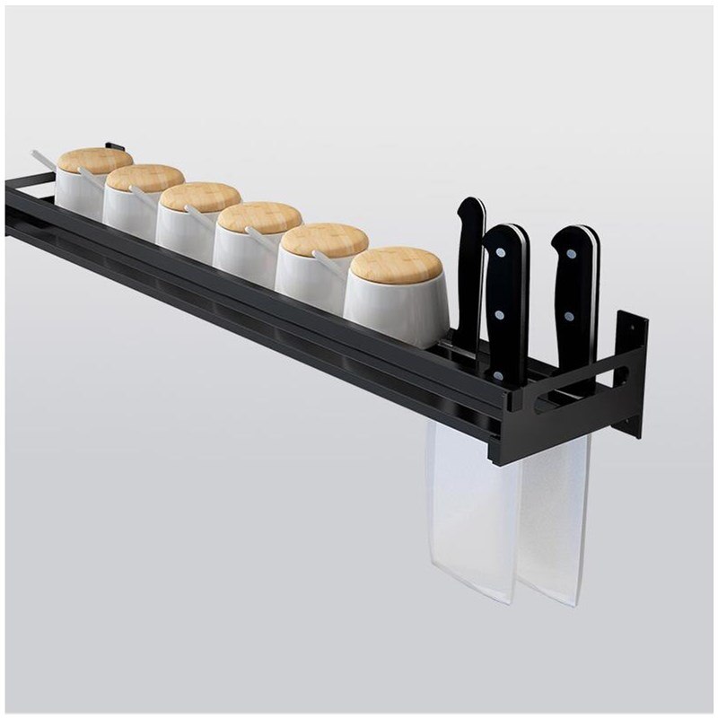 Keuken plank rack wall mounted Nail Gratis plank Opbergrek saus fles Spice Tool Houder voor keuken Kruiden Sooktops plank