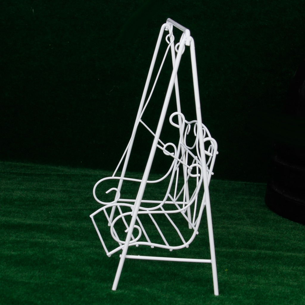 Doll House 1/12 Scale Dollhouse Miniature Garden Furniture Metal Swing Rocking Chair White Classic Kids Toy 6x2.76x6.9inch