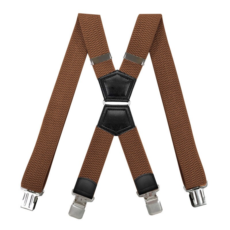 Bretelles robustes en forme de X avec anneau de fer, pantalon en Jean élastique réglable, ceinture de travail, à la pour hommes, 4 Clips: CAMEL