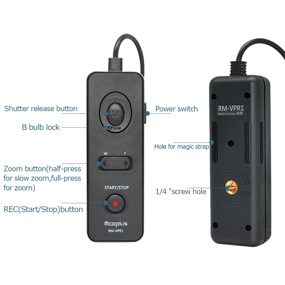 Mcoplus RM-VPR1 Ontspanknop Afstandsbediening Voor Sony A6100 A6400 A6500 A6600 A6300 A7III A7II A9 A7 A7S A7R RX100