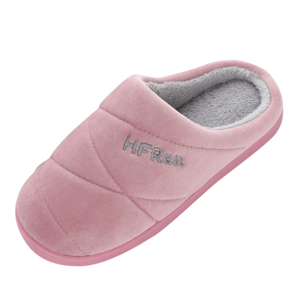 Women Indoor Slippers Short Plush Winter Autumn Flat Shoes Female Home Bedroom Slides Gray Slip On Female House Floor Slippers: Red / 38-39