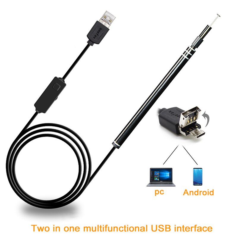 USB Ear Cleaning Endoscope Borescope 2 in1 USB HD Visual Ear Spoon 5.5mm Mini Camera Android PC Ear Pick Otoscope