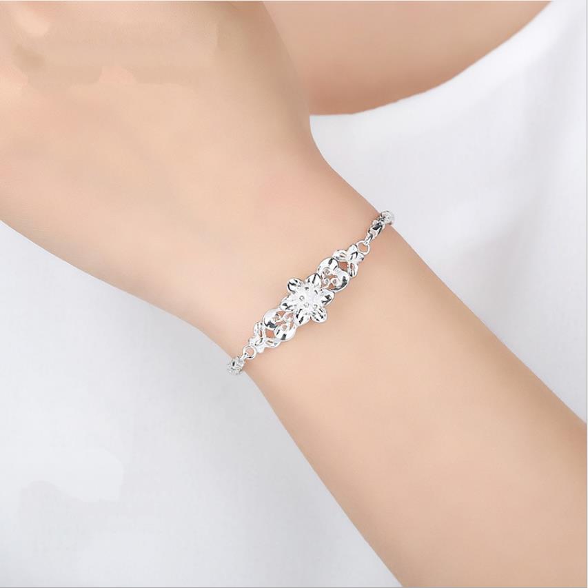 Exquisitas pulseras talladas con flores para mujer, joyería con abalorios de plata 925, accesorios para pulsera de niña, para el Día de San Valentín