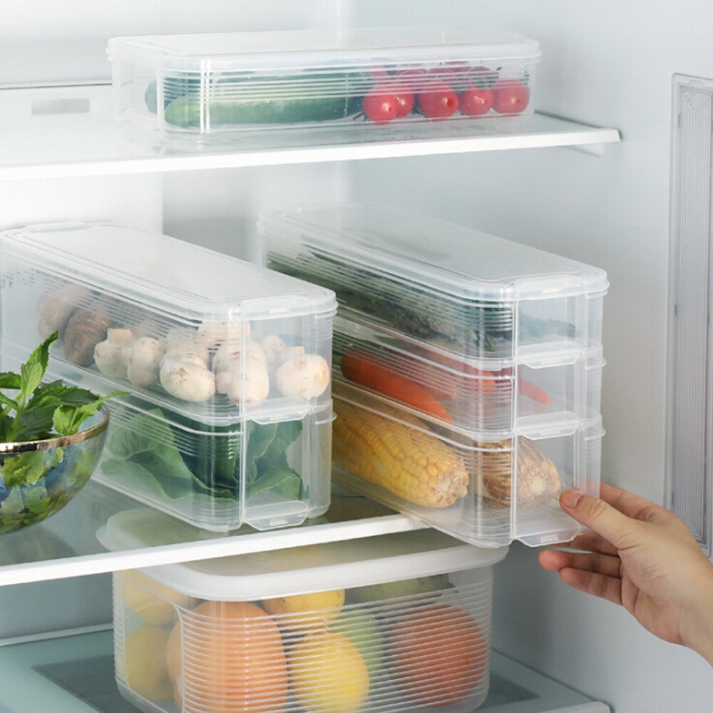 Refrigerator Food Storage Bins Food Containers with Lid for Kitchen Fridge Cabinet Freezer Storage Box Organizer