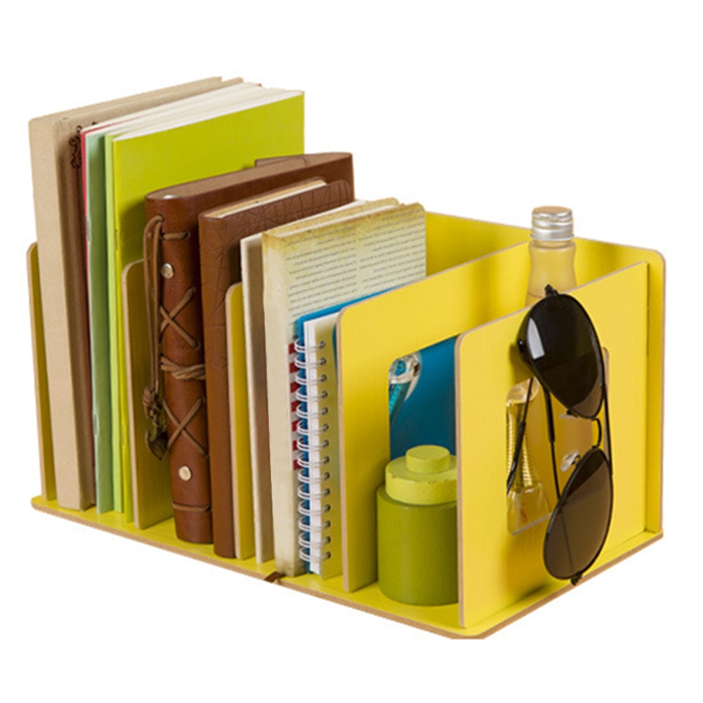 Simpel flerlags bogreol 4 gitter opbevaringshylde til bøger diverse diy træskab skrivebord bogreol til hjemmebørn