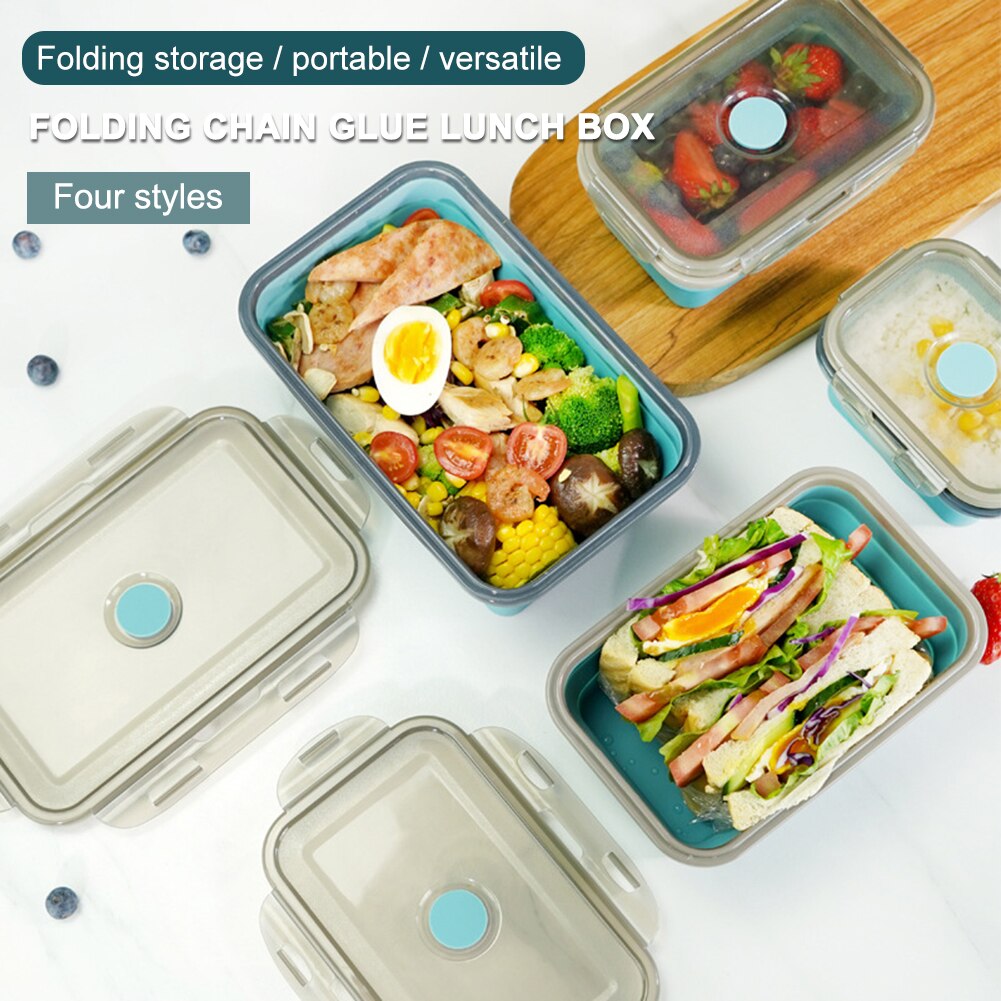 Siliconen Lunchbox Opvouwbare Magnetron Bento Lunchbox Keuken Home School Picknick Camping Voedsel Opslag Container