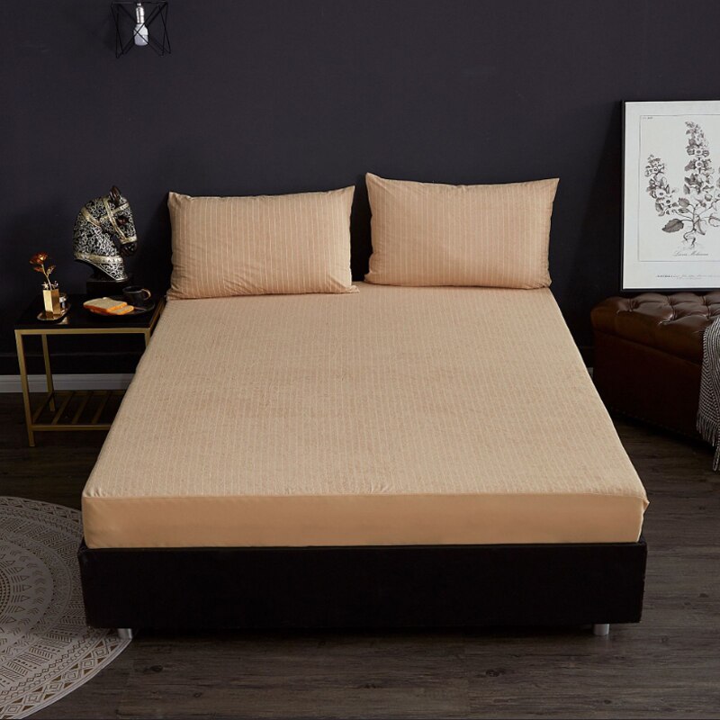 Waterproof Urine Mattress Pad Cotton Terry Bed Cover Striped Mattress Cover Breathable Bed Covers Fitted Sheet Anti Bed Bug Mite: 05 / 150x200x28cm