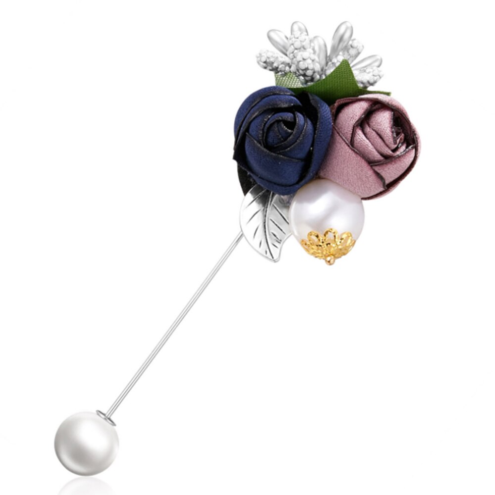 1 stycke dam tyg konst pärla tyg blomma brosch nål kofta skjorta sjal nål kappa badge smycken tillbehör: H