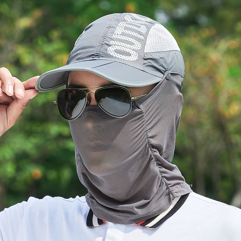 Wide Brim Summer Sun Breathable UV Protection Visors Bucket Hat Sunscreen Fisherman Fishing Caps Detachable Hiking Foldable Hats: Dark gray