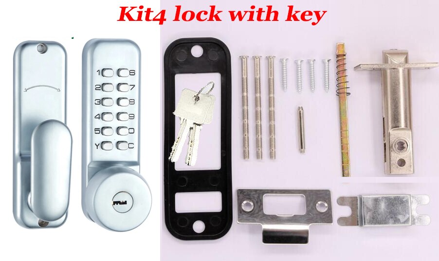 Waterproof Gate Lock Mechanical Keyless Door Lock Deadbolt Keypad Digital Lock Handle Key Code Combination Lock Zinc Alloy: Kit4