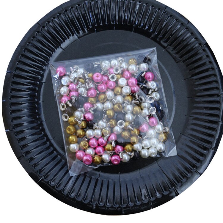 Rivets Imitation perles de couleur 8MM, 100 pièces, accessoires de vêtement à faire soi-même, pointes de perles pour tissus, décoration de chapeau de mariage, ensemble de perles: Color Pearl rivets