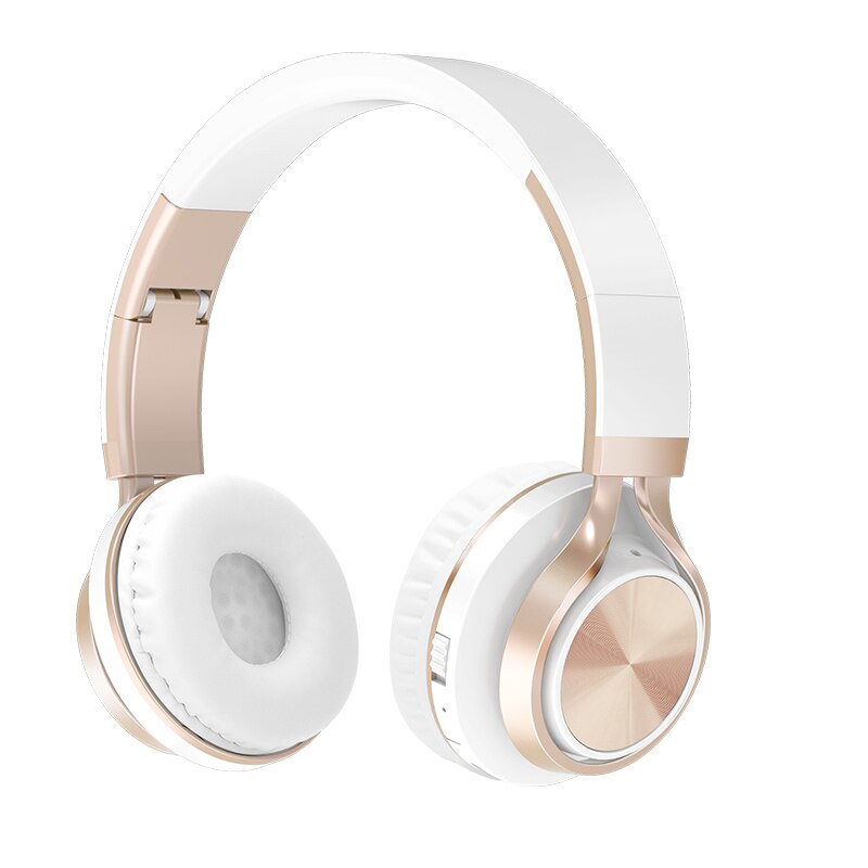 Casque sans fil or casque Bluetooth pliable casque stéréo écouteurs de jeu Support TF carte avec micro pour téléphone PC Mp3: Or
