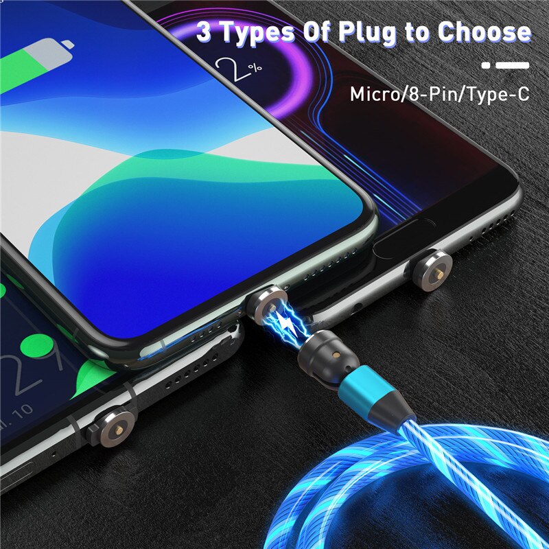 USLION Neue 540 ° Magnetische USB Kabel Stromer LED Ladung Typ C Kabel Ladegerät Mikro magnetisch Telefon USB Kabel Für iPhone Samsung