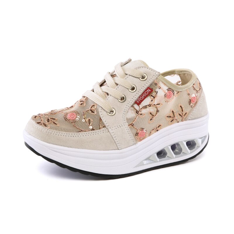 Mozbon Toning Shoes for Women - Height Increasing Platform Sneakers - FREE FLEXIBLE Technology - Spring Summer Autumn: Khaki / 35