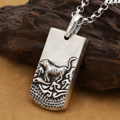 Handmade 100% 925 Sterling Silver the Chinese 12 Animal Pendant the Chinese Zodiac Pendant Good Luck Animal Amulet Pendant: Dog