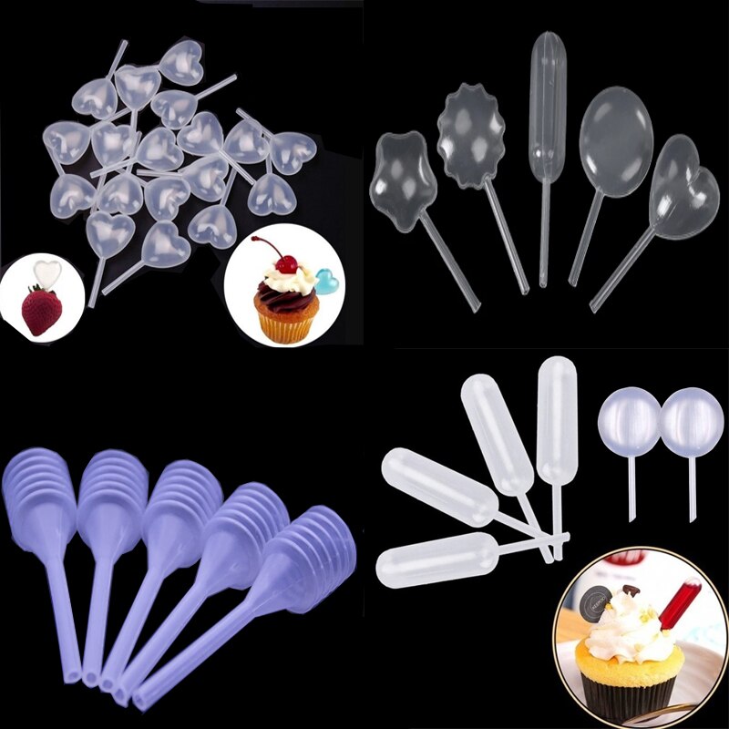 50 Stks/pak Dessert Sap Stro Dropper Flow Hart Clip Jam Stro Buret Dessert Keuken Bakken Decoratie Cake Bakken Tool