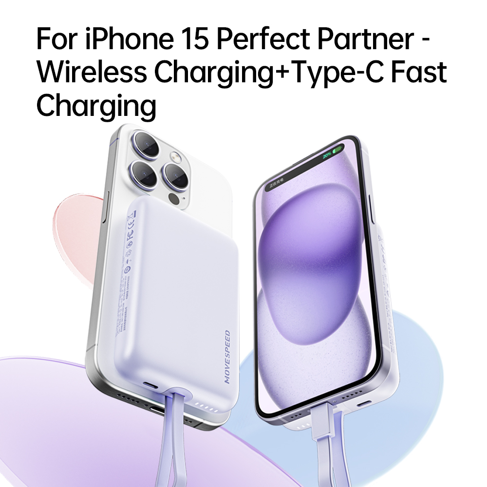 MOVESPEED L10 Magnetische Power Bank 10000 mAh Draagbare Externe Batterij Ingebouwde Type C Kabel voor MagSafe Powerbank voor iPhone 16