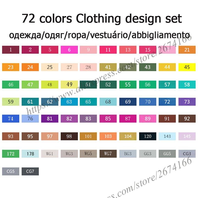 TouchFIVE Dual Tips Art Sketch Twin Marker Pens 36 48 72 80 168 Colors Alcohol Based Ink Art Markers for Student and: 72 Color Clothing