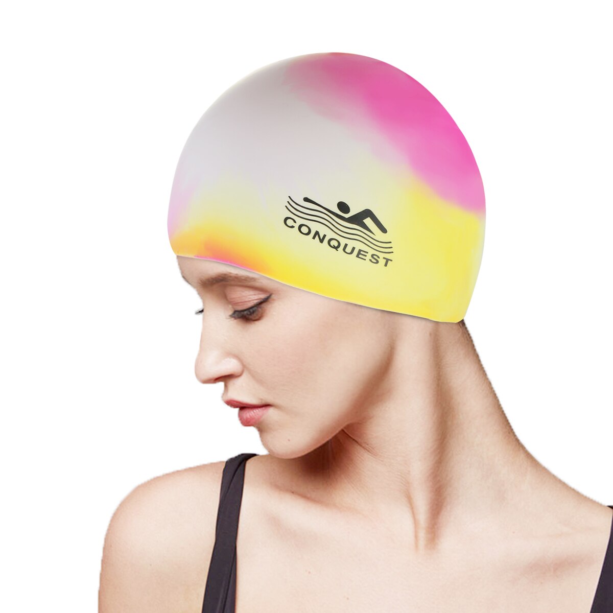 Vandtæt badehætte højelastisk silikonegummi unisex voksne mænd kvinder vandtætte badehætter hat svømmetilbehør: 02
