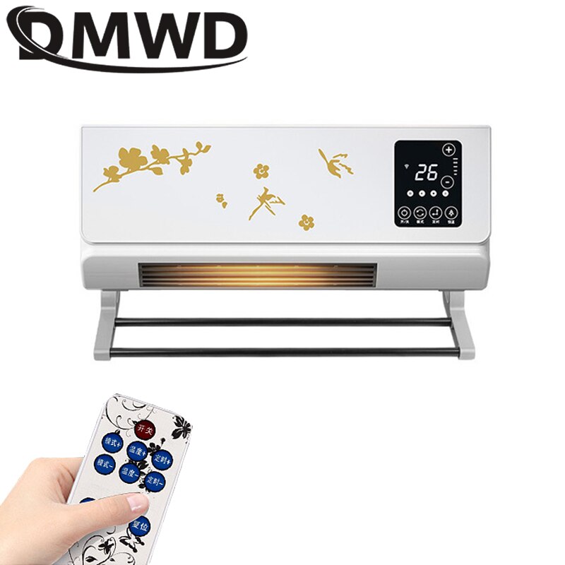 DMWD Electric Heater Fan Bathroom Hanging Warm Air Blower Radiator Wall-Mounted Remote Control Thermal Heating Warmer 2000W