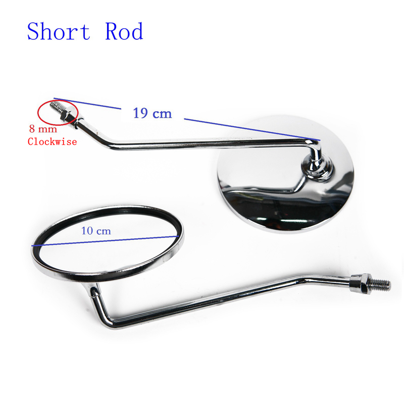 Lmodri 2 Pieces/pair Universele Motorfiets Terug Spiegel Ronde Vorm Achteruitkijkspiegel Side Spiegels Voor Motor Met 8 Mm Schroef: Short Rod