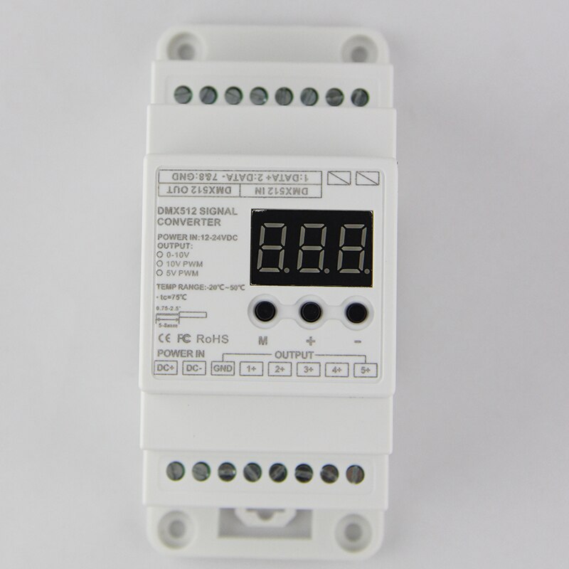 BC-835-010V-DIN DC12V 24V 5CH Led Din Rail DMX512/1990 Signaal Naar 0-10V Of Pwm DMX512 controller 10V 5V Signaal Converter DMX512